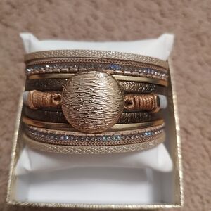 SAACHI Gold and Brown Textured Bracelet